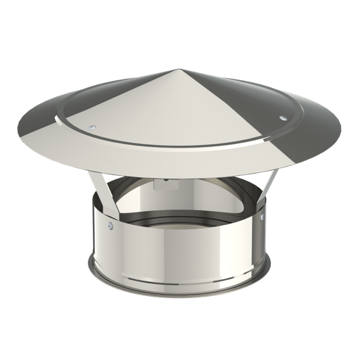 [DWAI.ES.180] Eindstuk met Regenkap Inox Dubbelwandige Buis Dia. 180/230